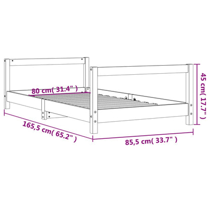 Giroletto per Bambini Nero 80x160 cm in Legno Massello di Pino - homemem39