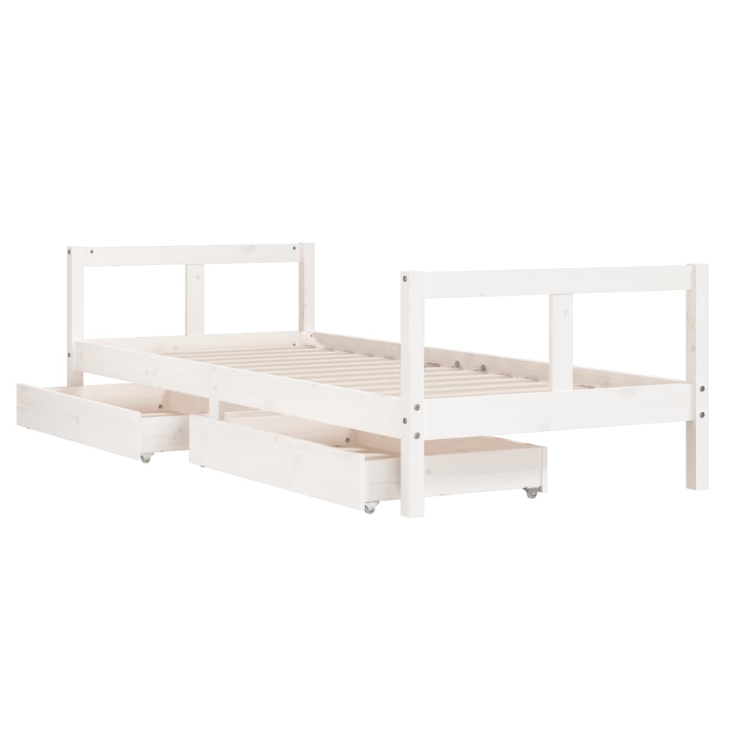 Giroletto Bambini con Cassetti Bianco 80x200cm Massello di Pino - homemem39