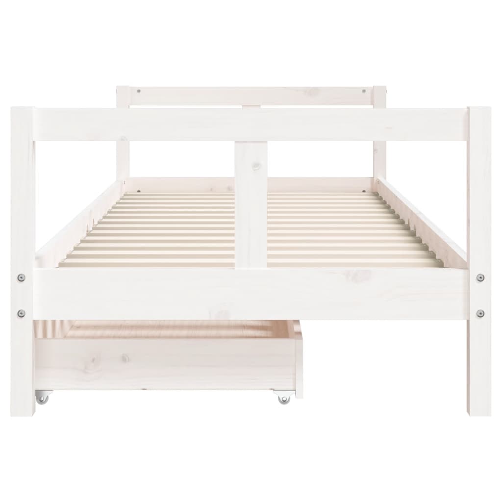 Giroletto Bambini con Cassetti Bianco 80x200cm Massello di Pino - homemem39