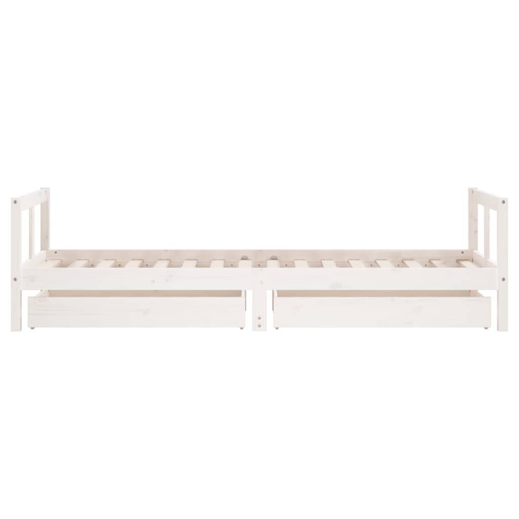 Giroletto Bambini con Cassetti Bianco 80x200cm Massello di Pino - homemem39