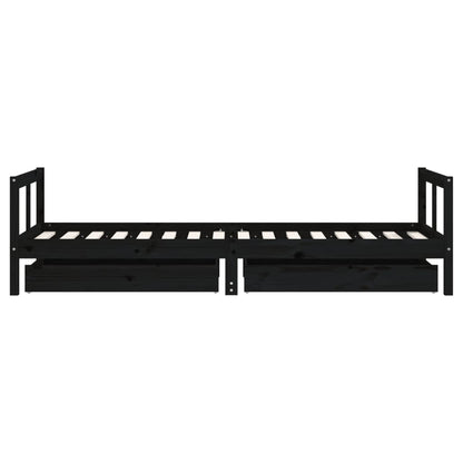 Giroletto Bambini con Cassetti Nero 80x200cm Massello di Pino - homemem39