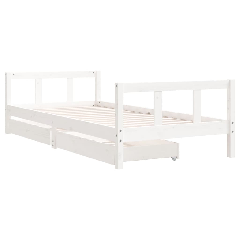 Giroletto Bambini con Cassetti Bianco 90x200cm Massello di Pino - homemem39