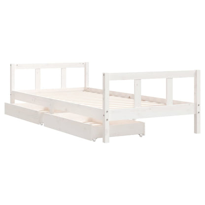 Giroletto Bambini con Cassetti Bianco 90x200cm Massello di Pino - homemem39