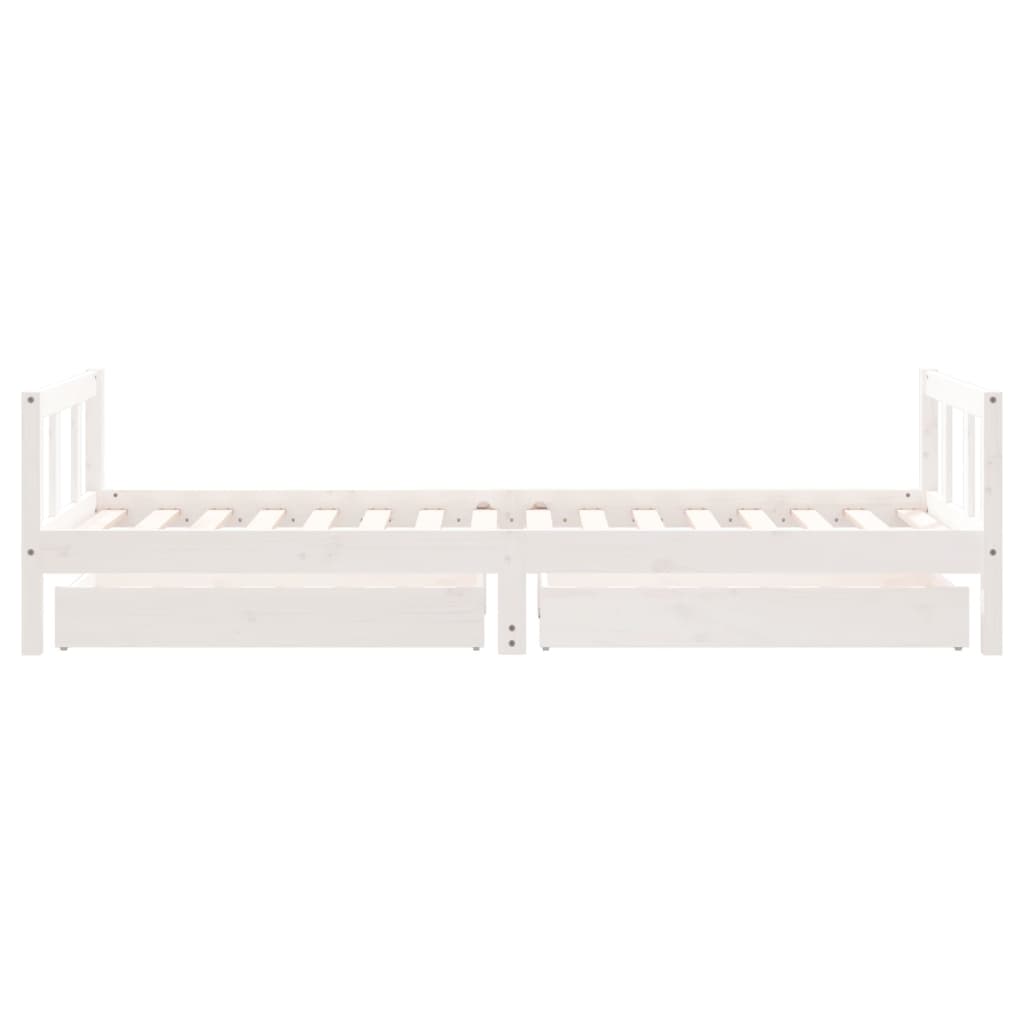 Giroletto Bambini con Cassetti Bianco 90x200cm Massello di Pino - homemem39