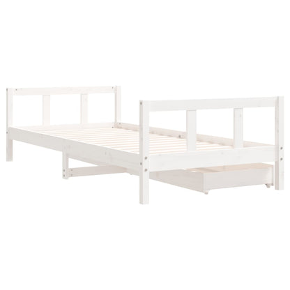 Giroletto Bambini con Cassetti Bianco 90x200cm Massello di Pino - homemem39