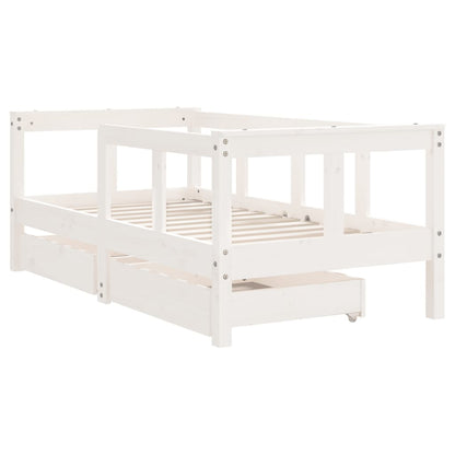 Giroletto Bambini con Cassetti Bianco 70x140cm Massello di Pino - homemem39