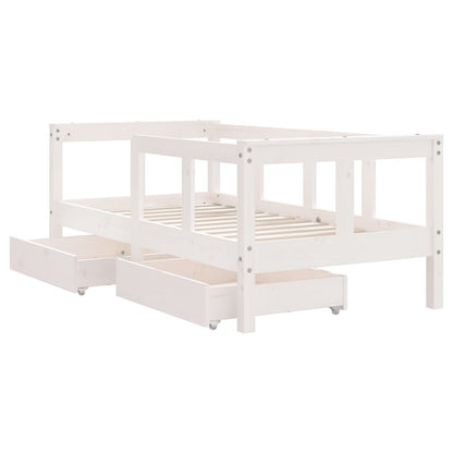 Giroletto Bambini con Cassetti Bianco 70x140cm Massello di Pino - homemem39