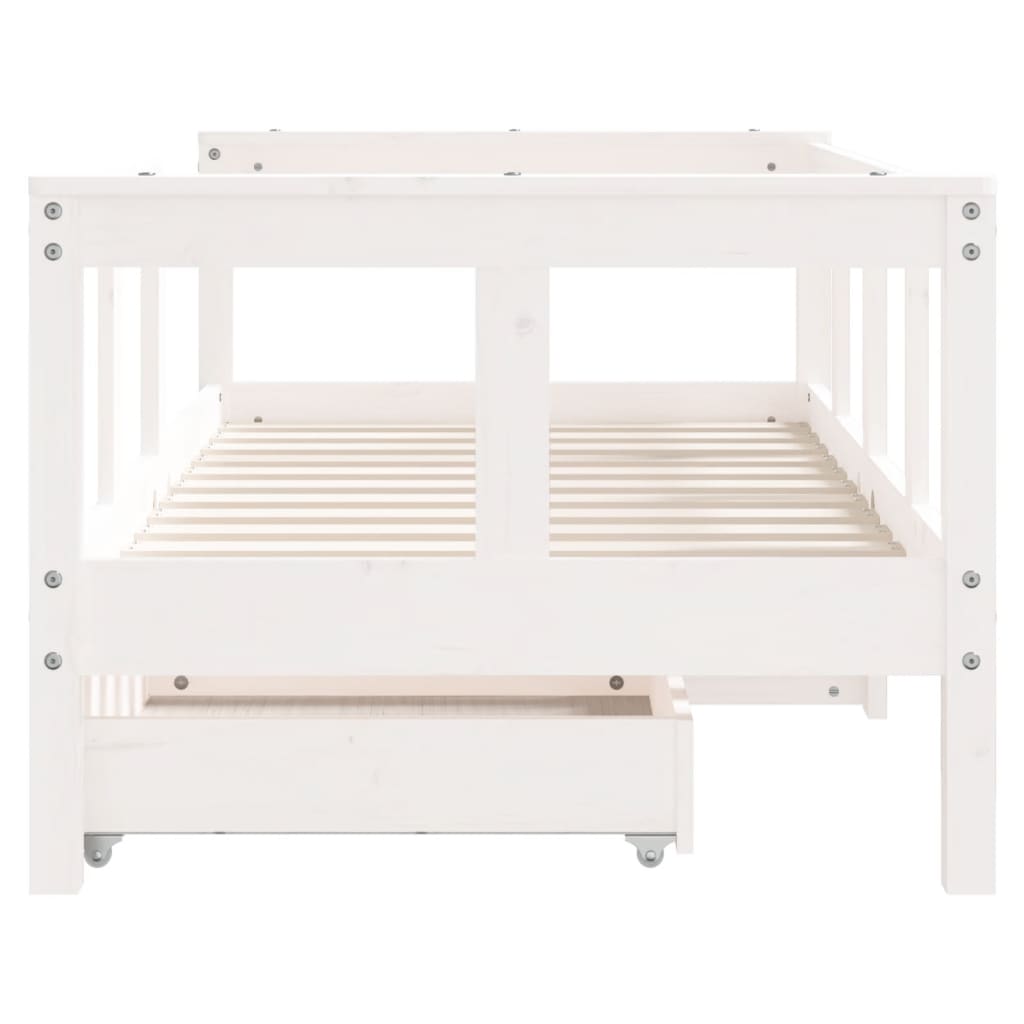 Giroletto Bambini con Cassetti Bianco 70x140cm Massello di Pino - homemem39