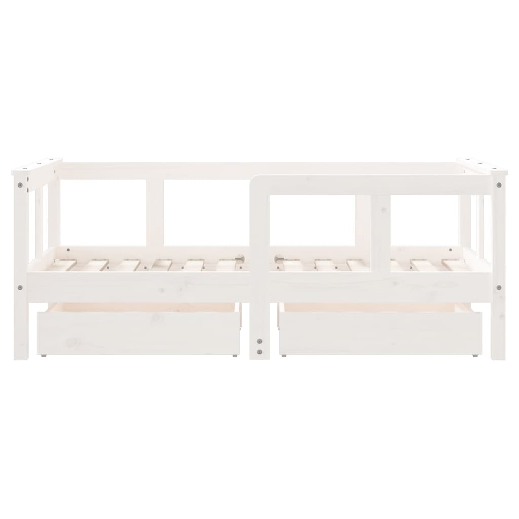 Giroletto Bambini con Cassetti Bianco 70x140cm Massello di Pino - homemem39