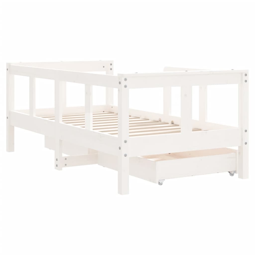 Giroletto Bambini con Cassetti Bianco 70x140cm Massello di Pino - homemem39