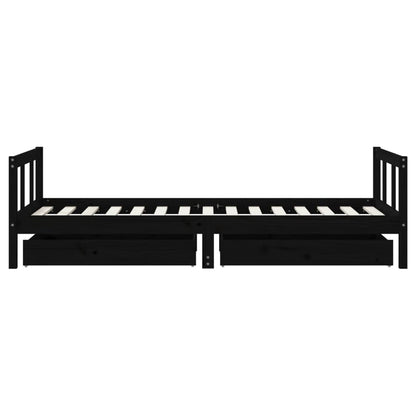 Giroletto per Bambini con Cassetti Nero 90x190 cm Massello Pino - homemem39