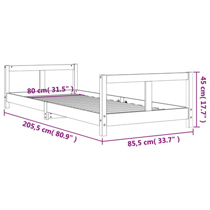 Giroletto per Bambini Nero 80x200 cm in Legno Massello di Pino - homemem39