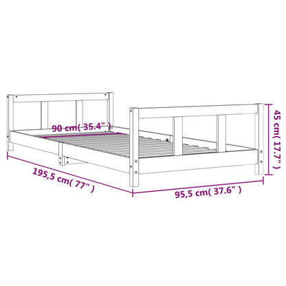 Giroletto per Bambini Nero 90x190 cm in Legno Massello di Pino - homemem39