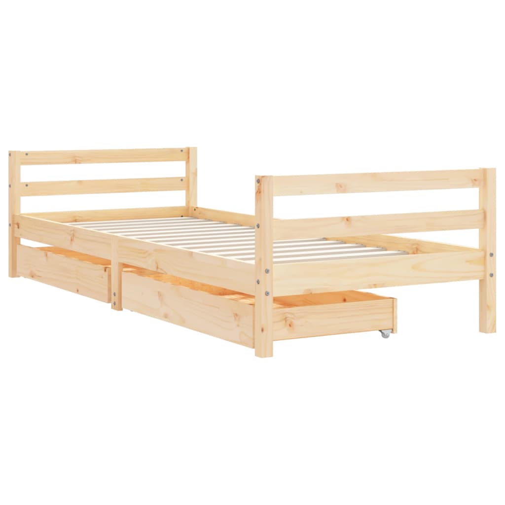 Giroletto Bambini con Cassetti 80x200 cm Legno Massello di Pino - homemem39