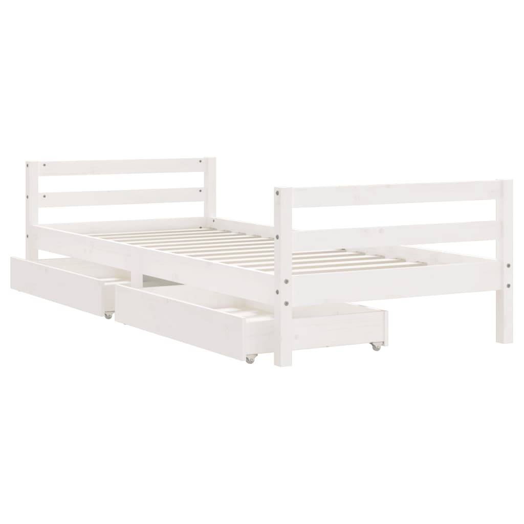 Giroletto Bambini con Cassetti Bianco 90x200cm Massello di Pino - homemem39