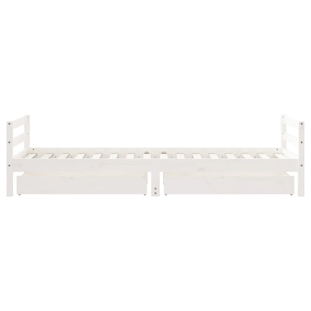 Giroletto Bambini con Cassetti Bianco 90x200cm Massello di Pino - homemem39