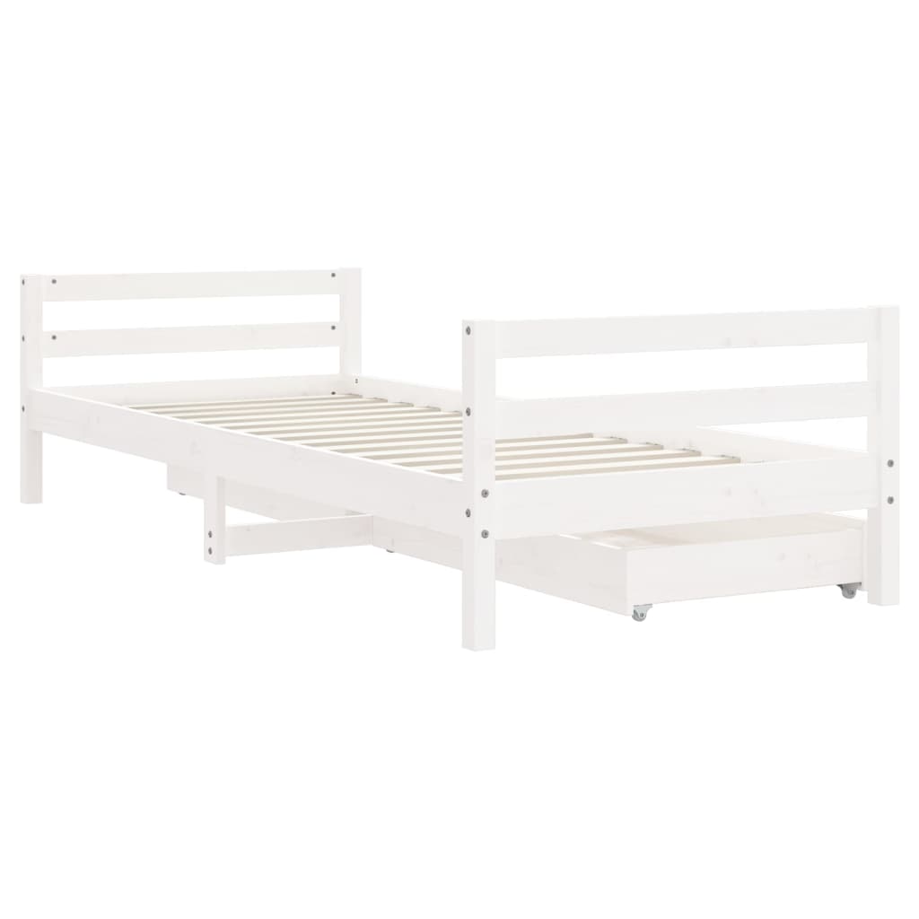 Giroletto Bambini con Cassetti Bianco 90x200cm Massello di Pino - homemem39