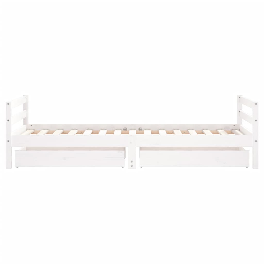 Giroletto Bambini con Cassetti Bianco 90x190 cm Massello Pino - homemem39