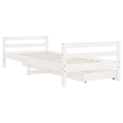 Giroletto Bambini con Cassetti Bianco 90x190 cm Massello Pino - homemem39