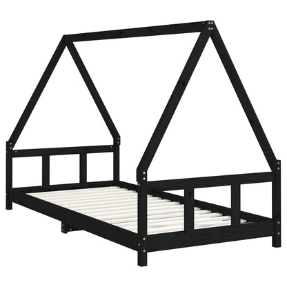 Giroletto per Bambini Nero 90x200 cm in Legno Massello di Pino - homemem39