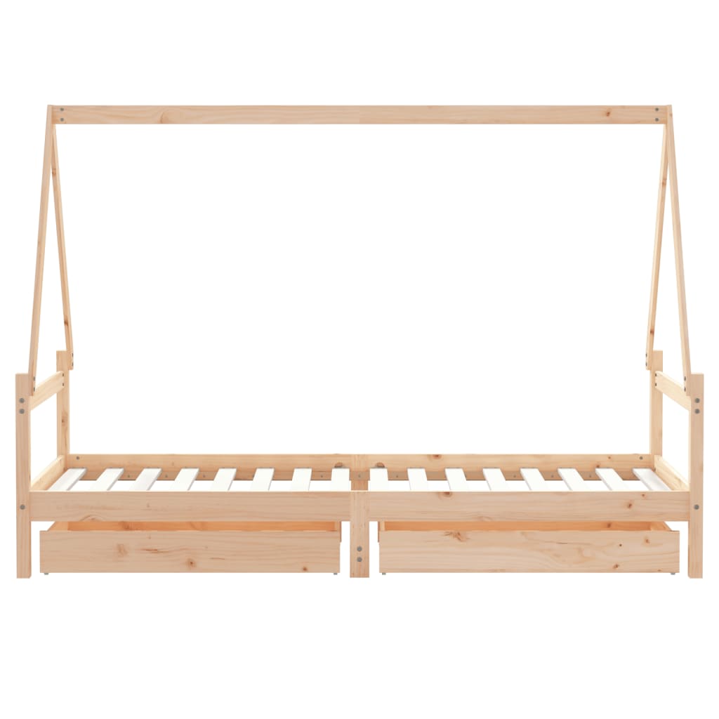 Giroletto Bambini con Cassetti 80x200 cm Legno Massello di Pino - homemem39