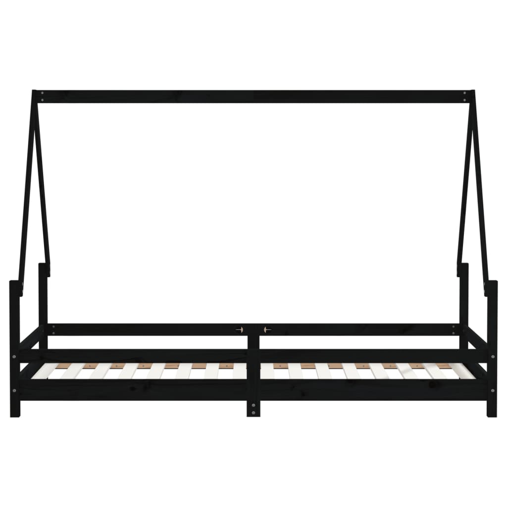 Giroletto per Bambini Nero 80x200 cm in Legno Massello di Pino - homemem39