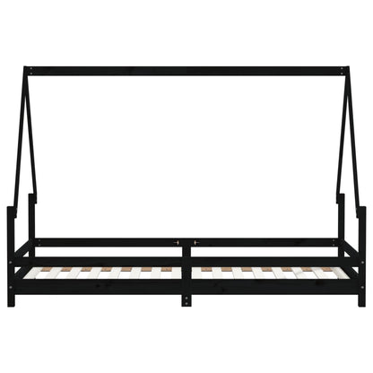 Giroletto per Bambini Nero 80x200 cm in Legno Massello di Pino - homemem39