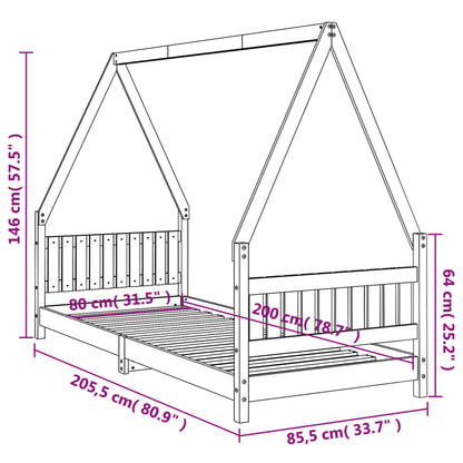 Giroletto per Bambini 80x200 cm in Legno Massello di Pino - homemem39