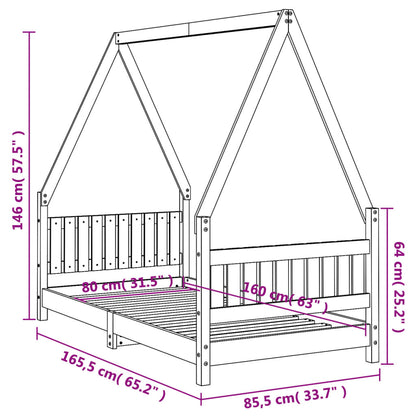 Giroletto per Bambini 80x160 cm in Legno Massello di Pino - homemem39