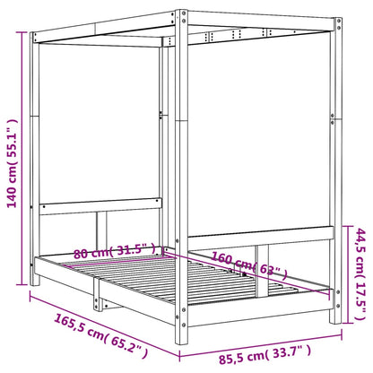 Giroletto per Bambini 80x160 cm in Legno Massello di Pino - homemem39