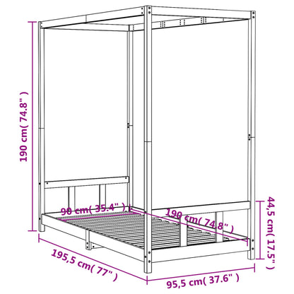 Giroletto per Bambini Nero 90x190 cm in Legno Massello di Pino - homemem39