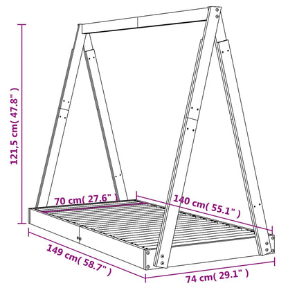 Giroletto per Bambini Bianco 70x140cm in Legno Massello di Pino - homemem39