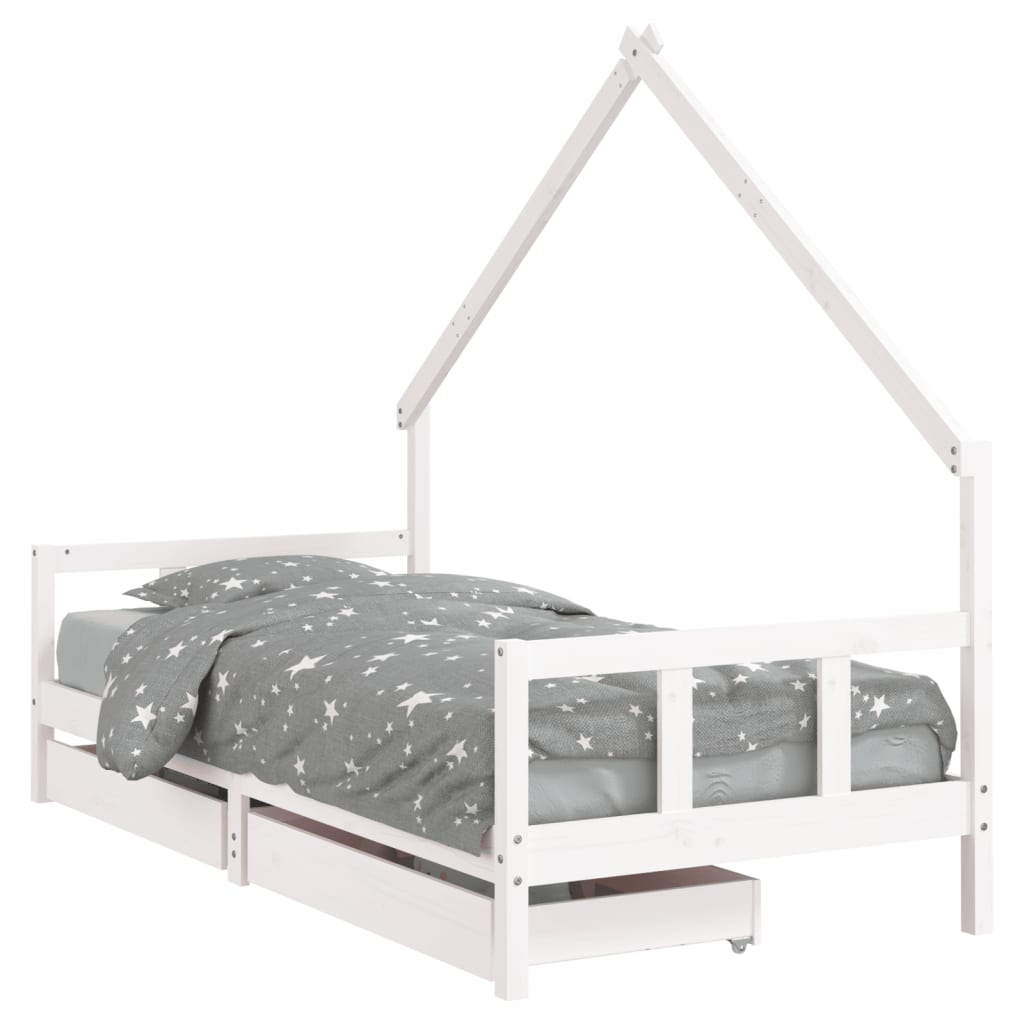 Giroletto Bambini con Cassetti Bianco 90x190 cm Massello Pino - homemem39