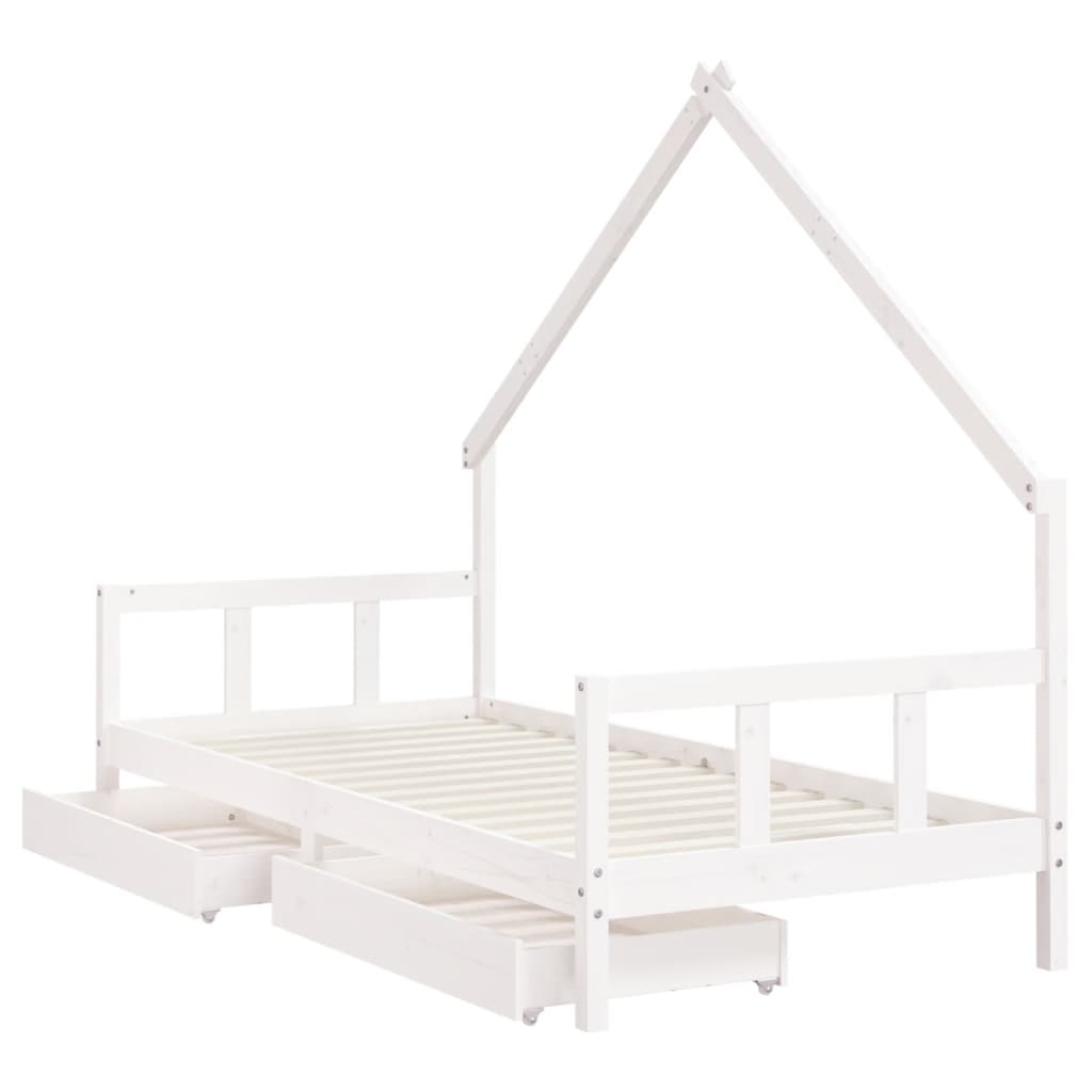 Giroletto Bambini con Cassetti Bianco 90x190 cm Massello Pino - homemem39