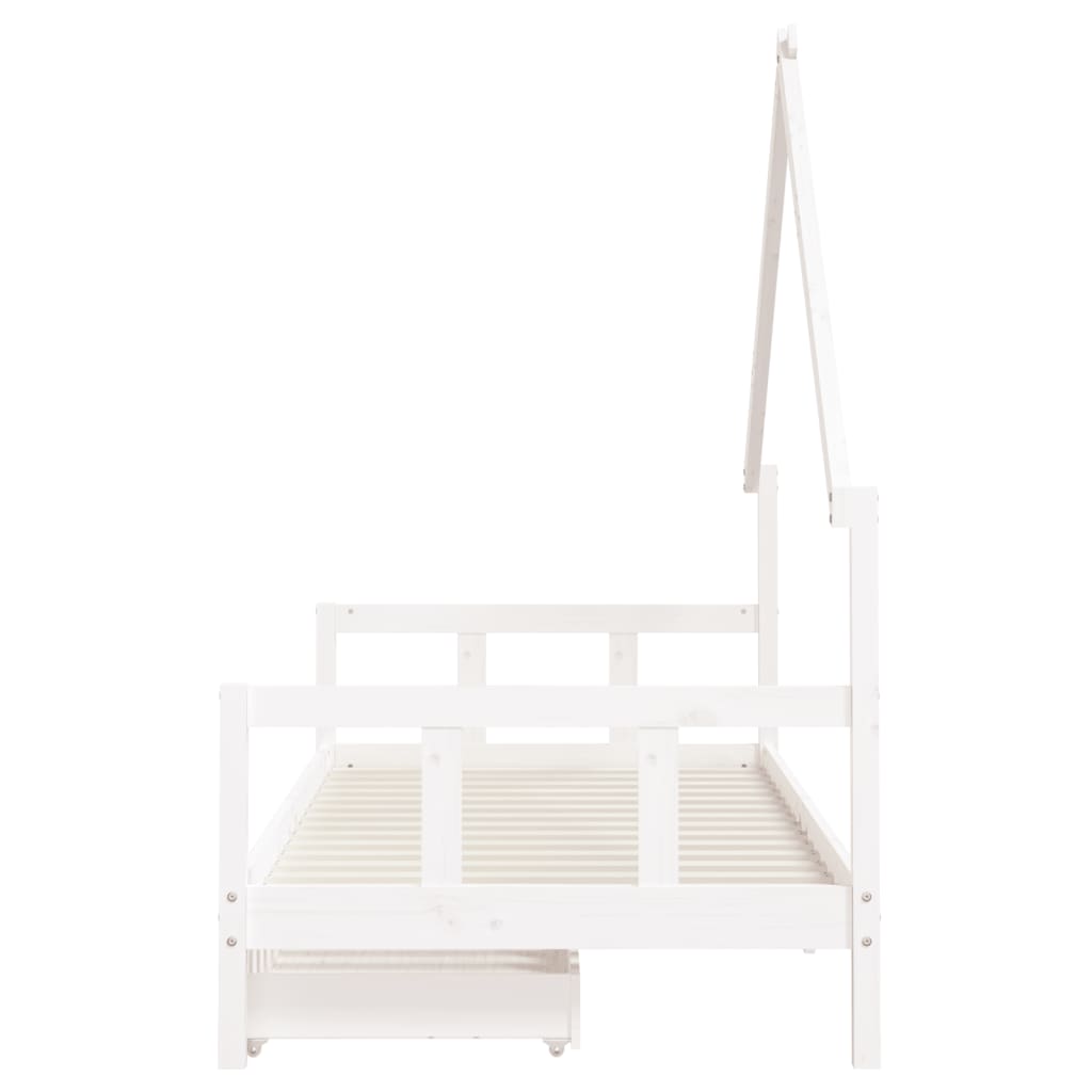 Giroletto Bambini con Cassetti Bianco 90x190 cm Massello Pino - homemem39