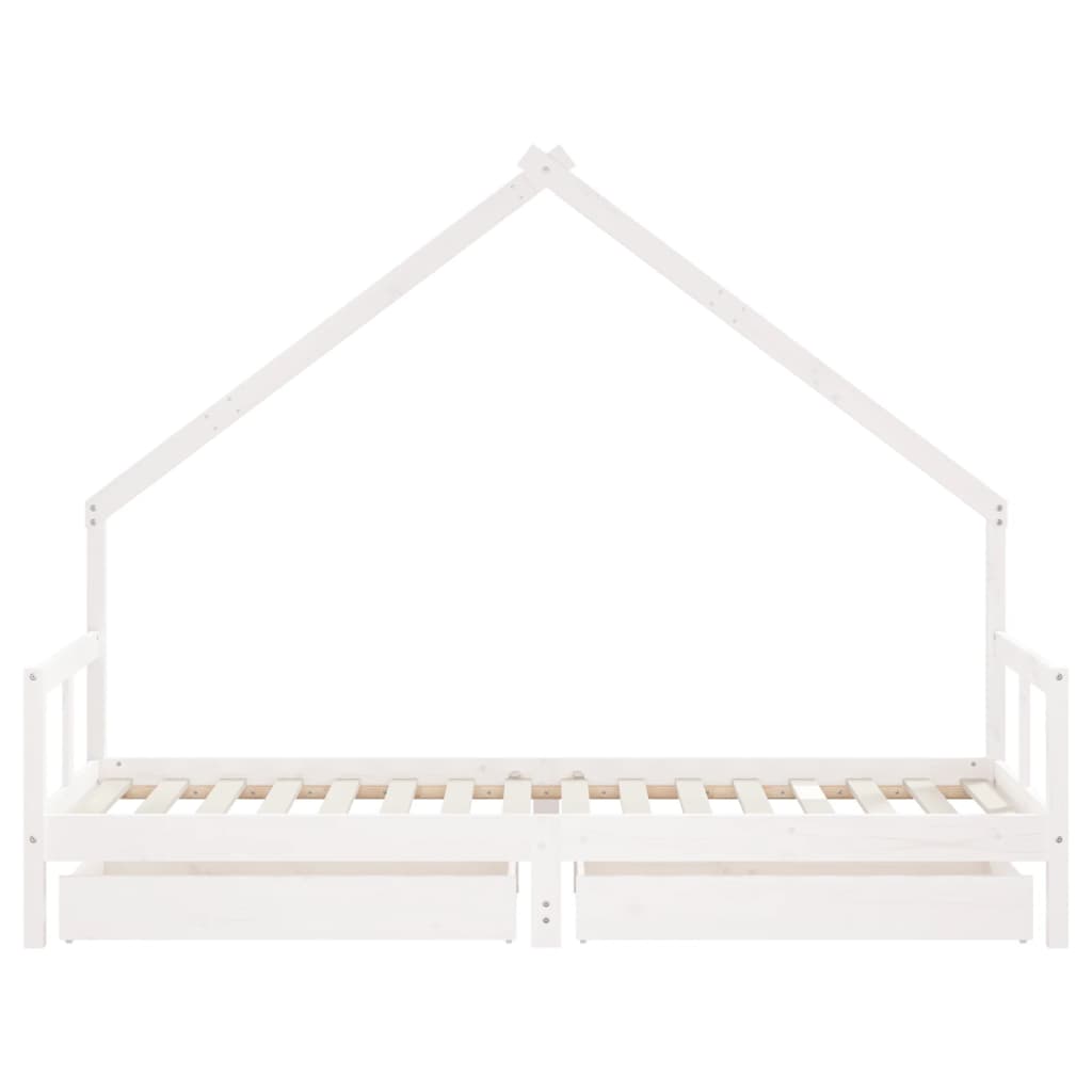 Giroletto Bambini con Cassetti Bianco 80x200cm Massello di Pino - homemem39