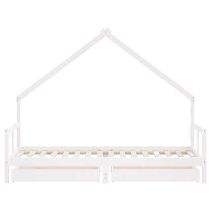 Giroletto Bambini con Cassetti Bianco 80x200cm Massello di Pino - homemem39