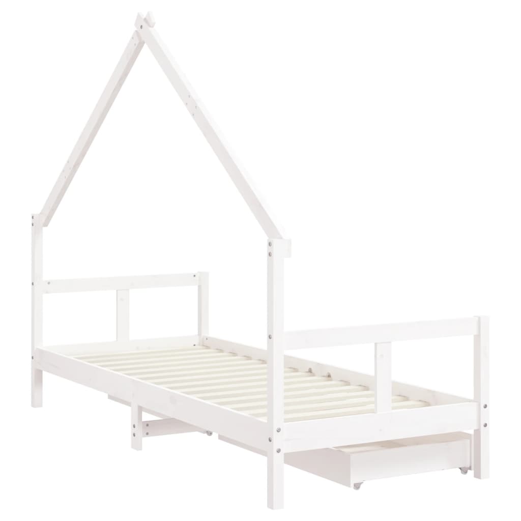 Giroletto Bambini con Cassetti Bianco 80x200cm Massello di Pino - homemem39