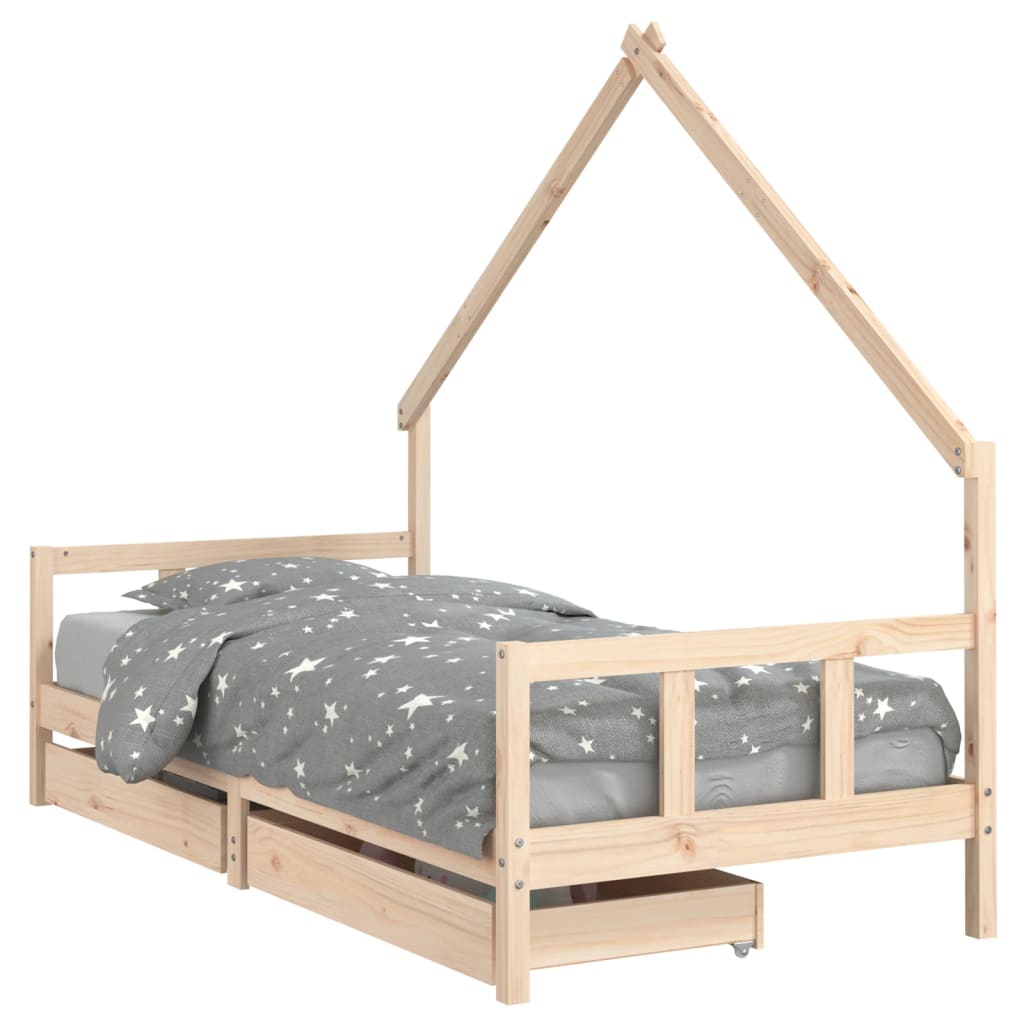 Giroletto Bambini con Cassetti 90x200 cm Legno Massello di Pino - homemem39