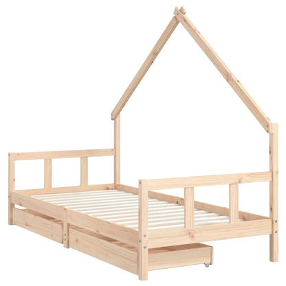 Giroletto Bambini con Cassetti 90x200 cm Legno Massello di Pino - homemem39