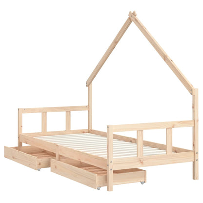 Giroletto Bambini con Cassetti 90x200 cm Legno Massello di Pino - homemem39