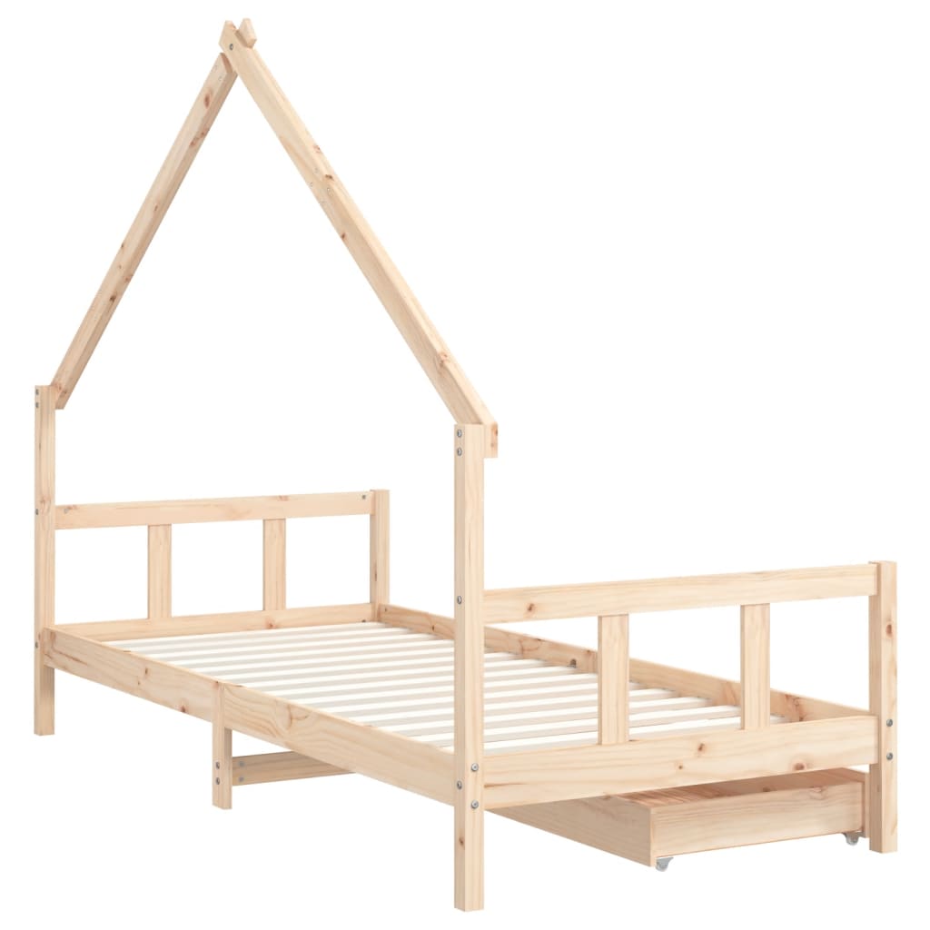 Giroletto Bambini con Cassetti 90x200 cm Legno Massello di Pino - homemem39