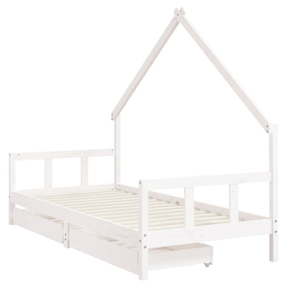 Giroletto Bambini con Cassetti Bianco 90x200cm Massello di Pino - homemem39