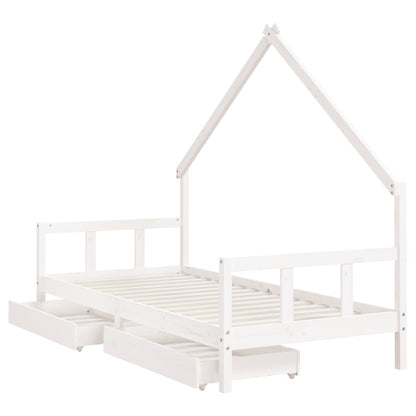 Giroletto Bambini con Cassetti Bianco 90x200cm Massello di Pino - homemem39