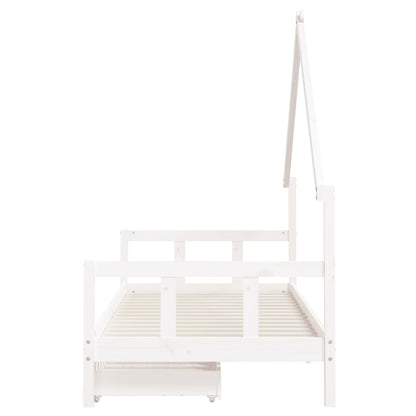 Giroletto Bambini con Cassetti Bianco 90x200cm Massello di Pino - homemem39