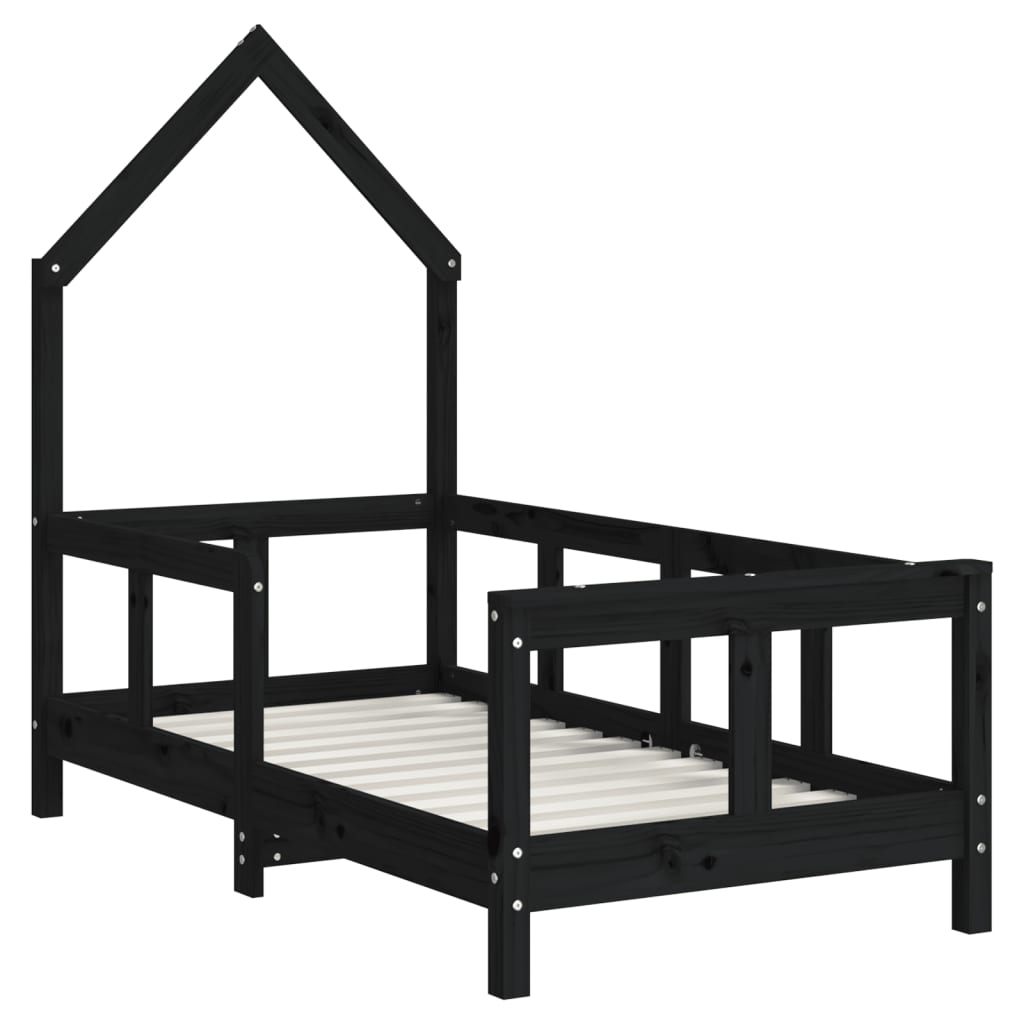 Giroletto per Bambini Nero 70x140 cm in Legno Massello di Pino - homemem39