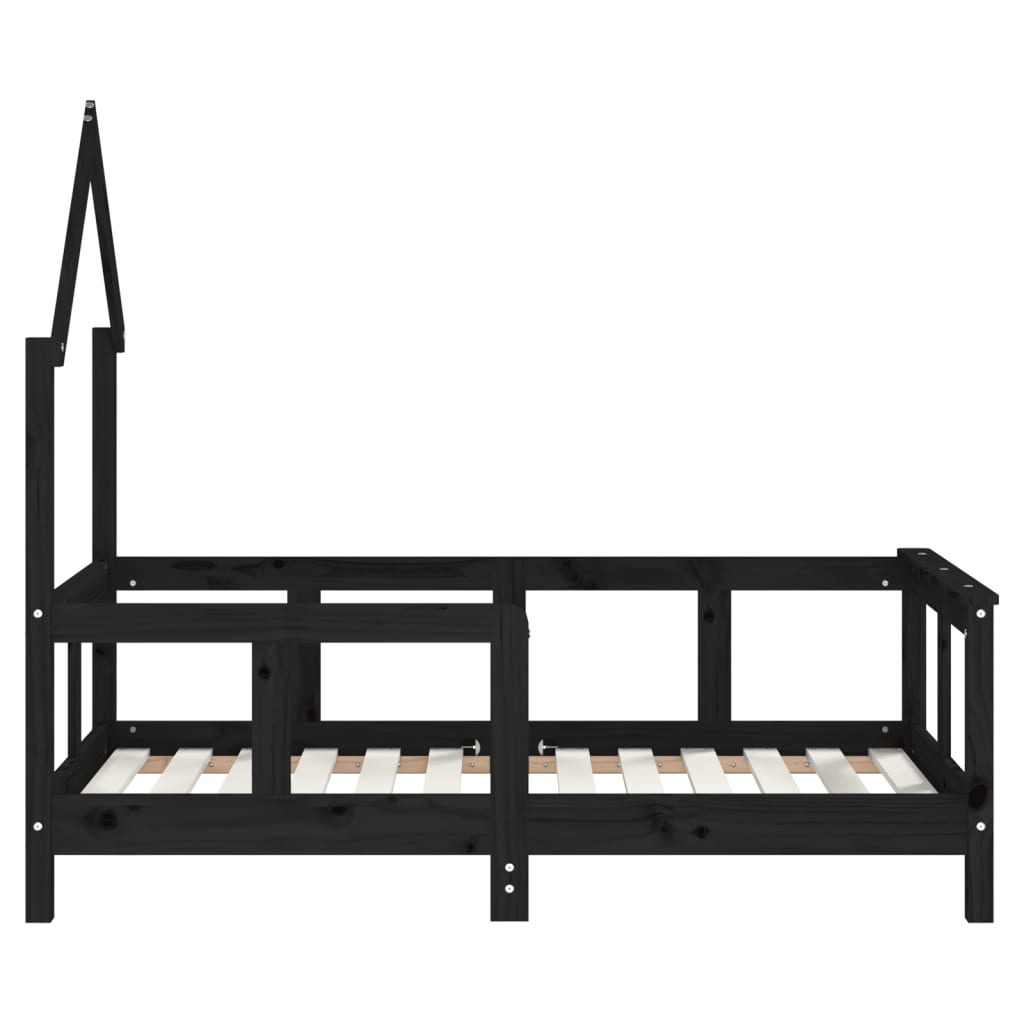 Giroletto per Bambini Nero 70x140 cm in Legno Massello di Pino - homemem39