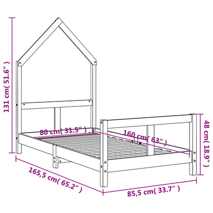 Giroletto per Bambini 80x160 cm in Legno Massello di Pino - homemem39