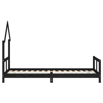 Giroletto per Bambini Nero 80x200 cm in Legno Massello di Pino - homemem39