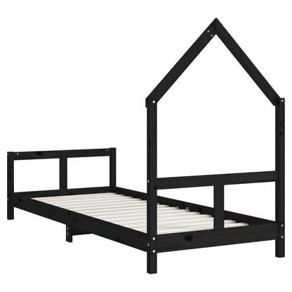 Giroletto per Bambini Nero 80x200 cm in Legno Massello di Pino - homemem39